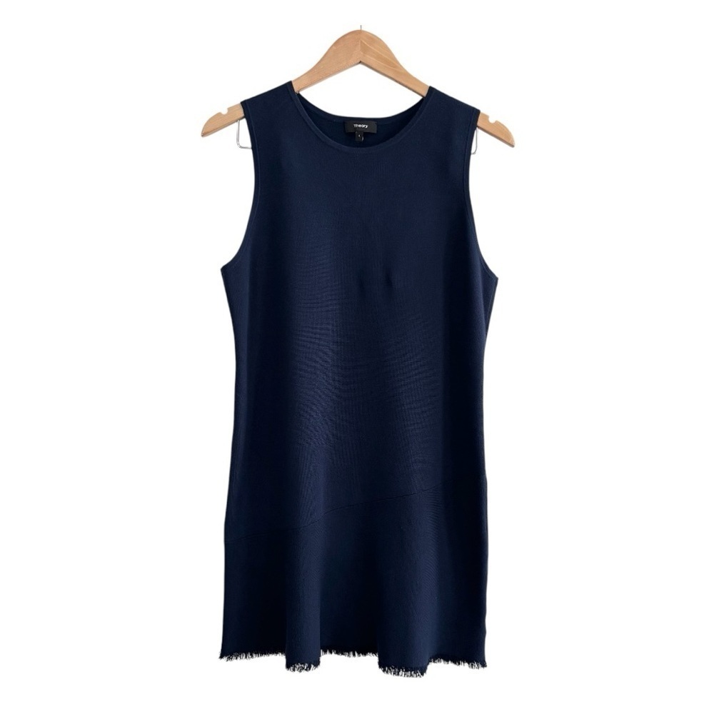 Theory Navy Blue Branteenia Reverie Fringe Dress
